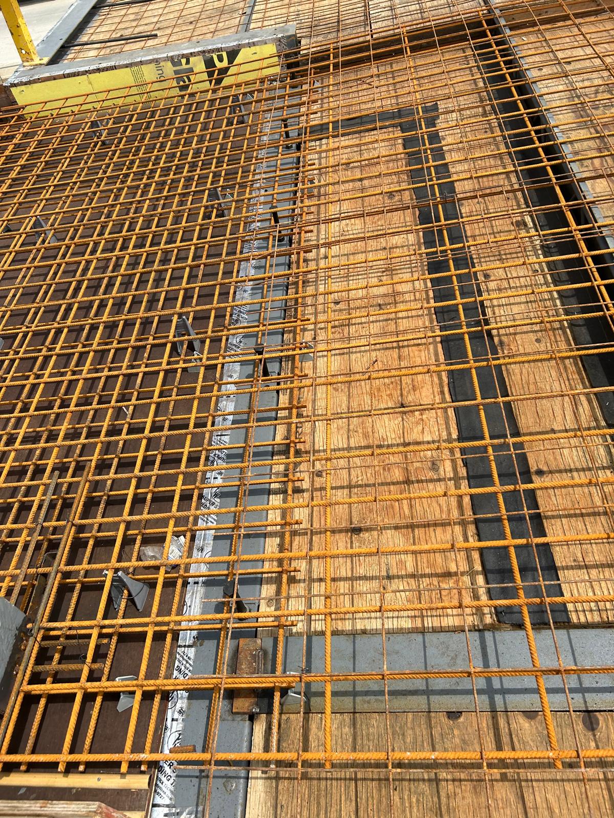 Rebar mesh tied over formwork ready for a concrete pour